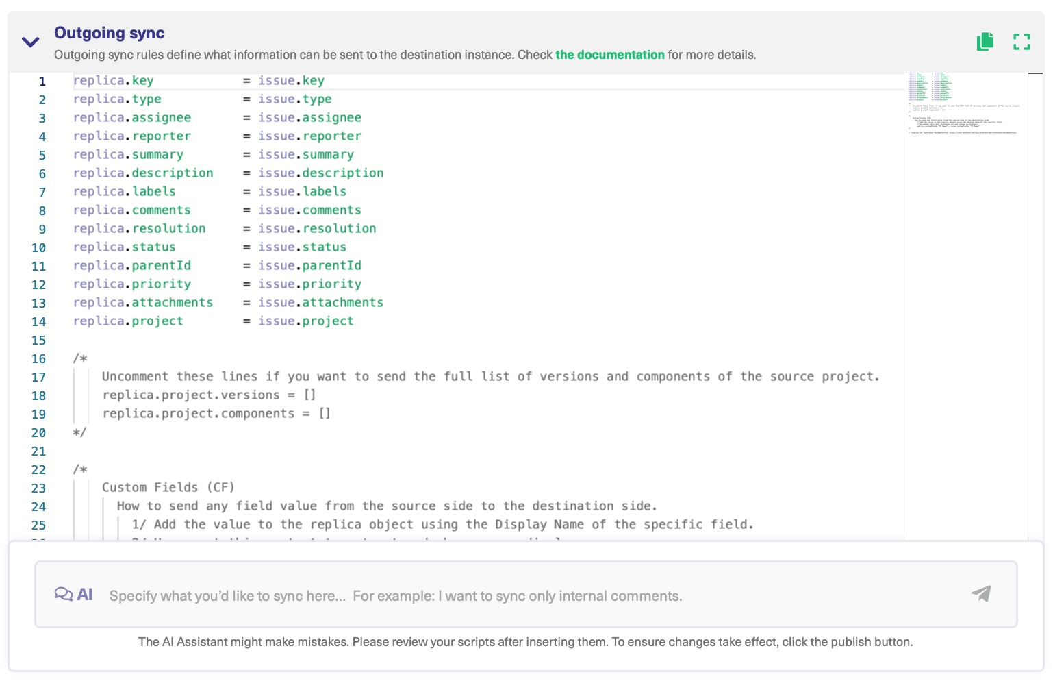 Sync rules in Jira