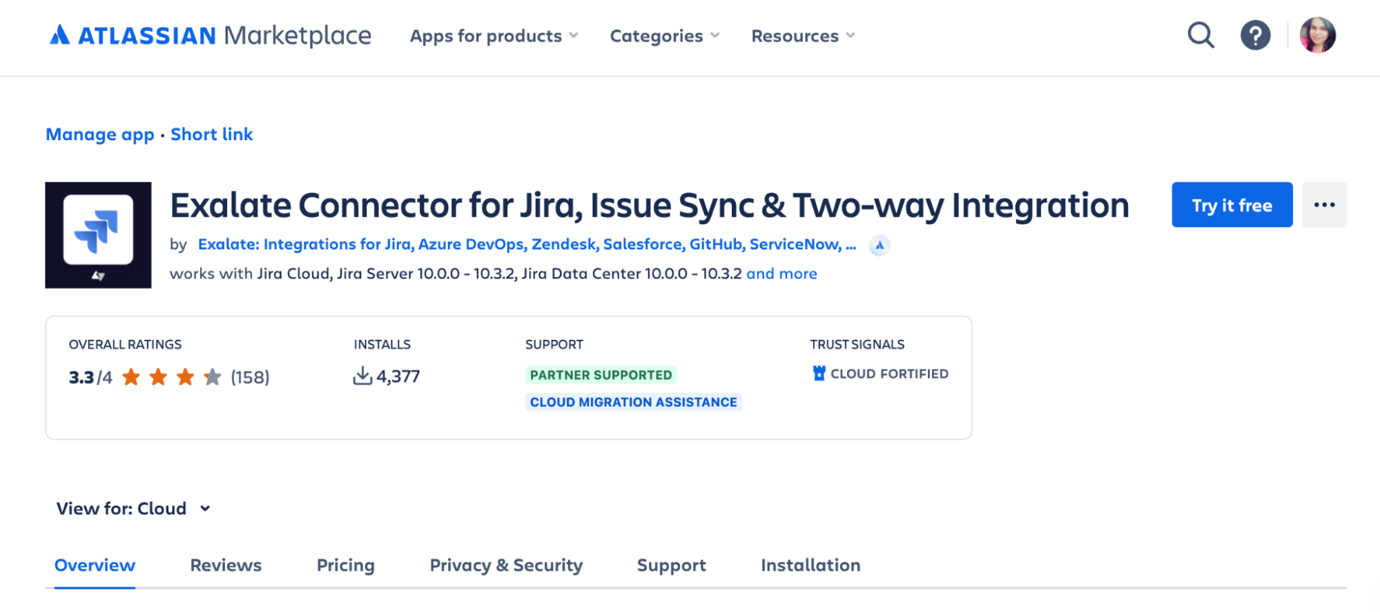 Exalate connector for Jira marketplace listing