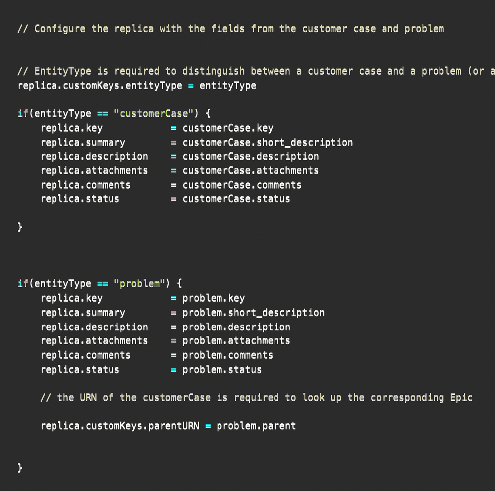 sync script for entity types using Exalate