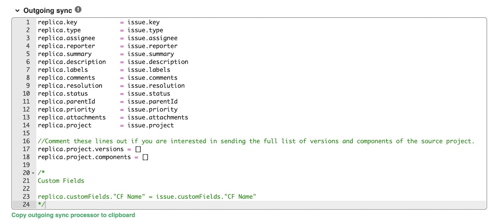 outgoing jira to jira sync rules 