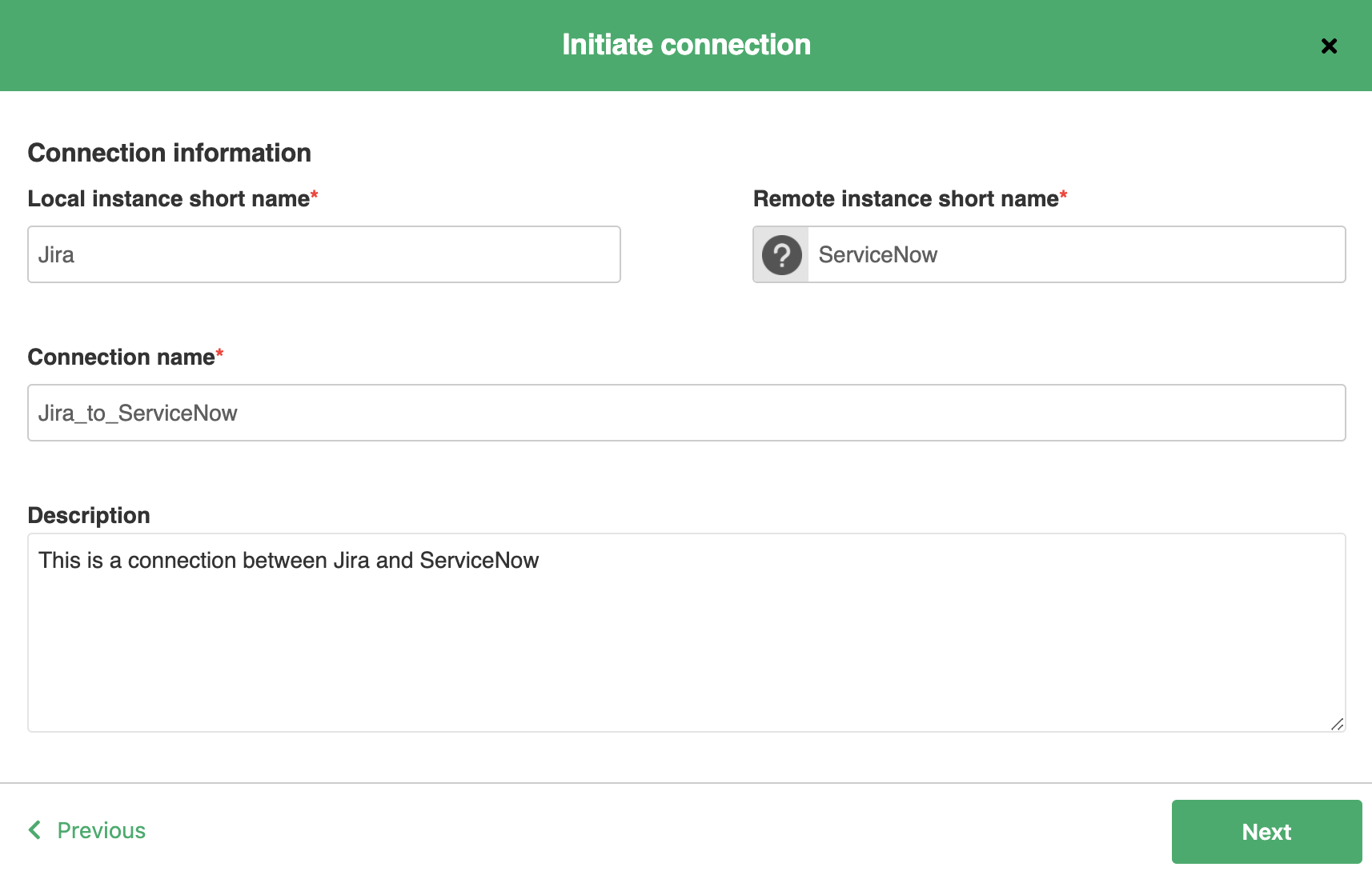 Initiate a Jira ServiceNow connection