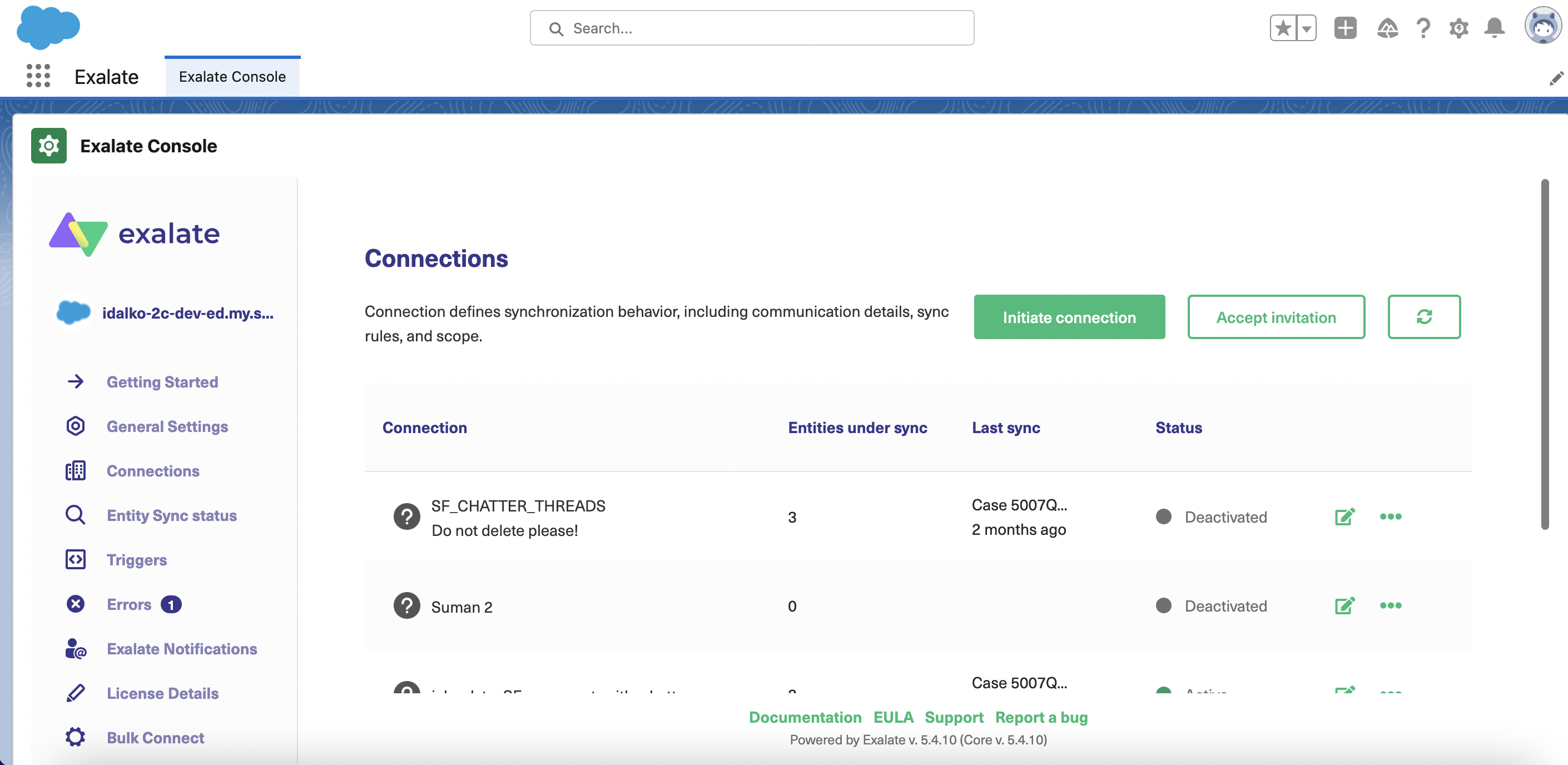 Exalate Console on Salesforce