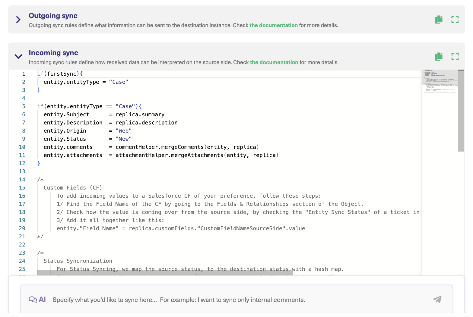 Sync rules in Salesforce