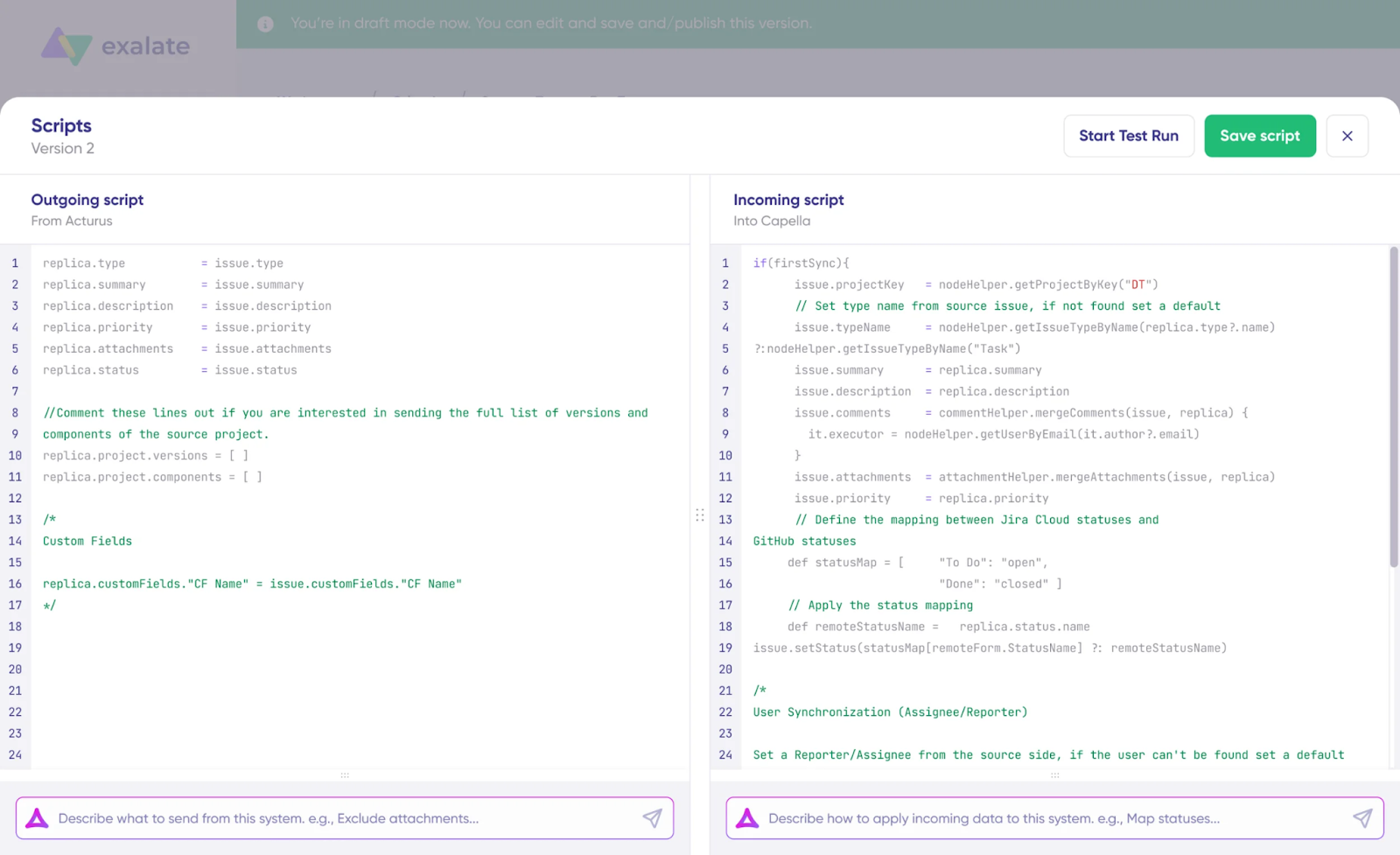 groovy scripting console in Exalate