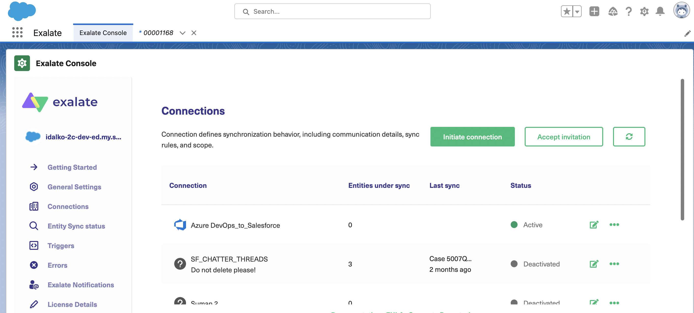 Initiate a salesforce zendesk connection