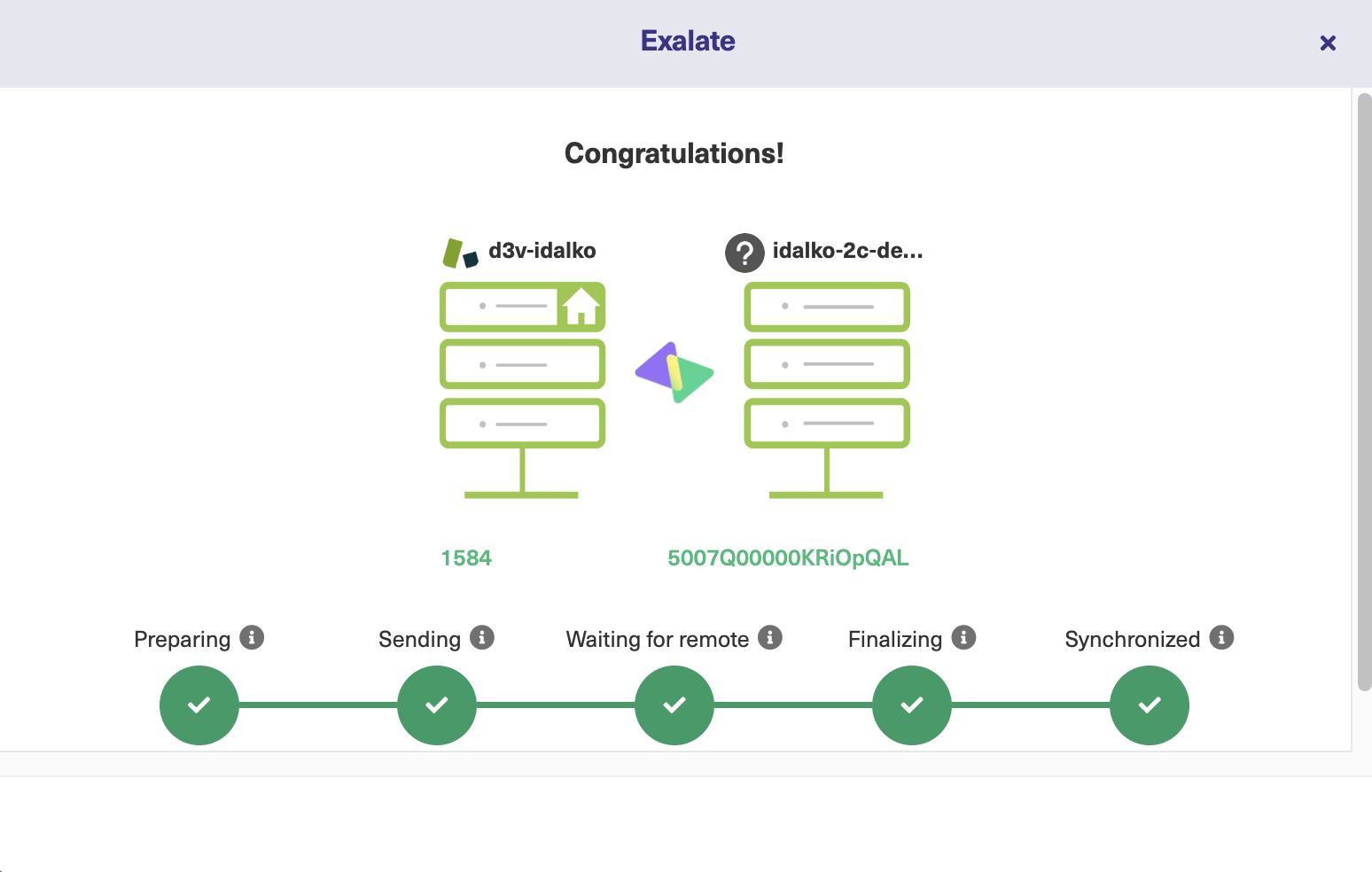 successful sync in basic mode