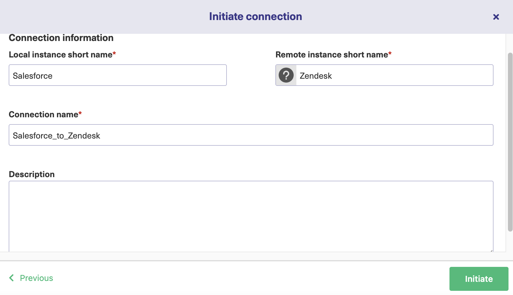 Salesforce Zendesk sync connection details