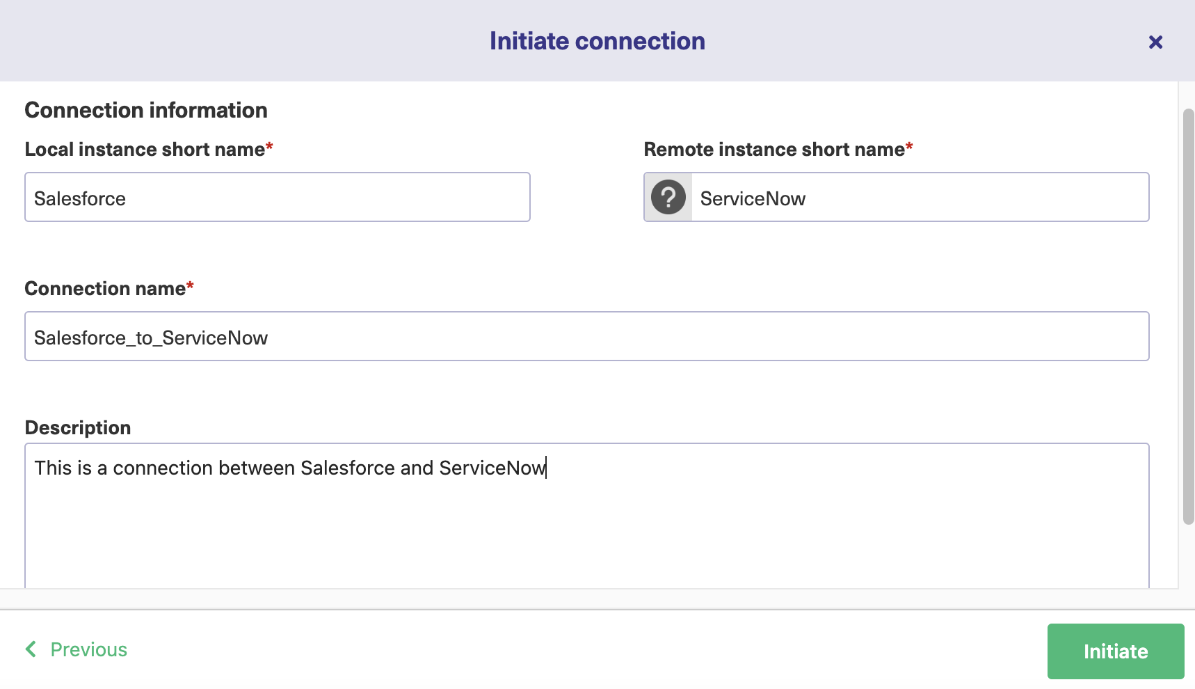 initiate ServiceNow Salesforce integration 