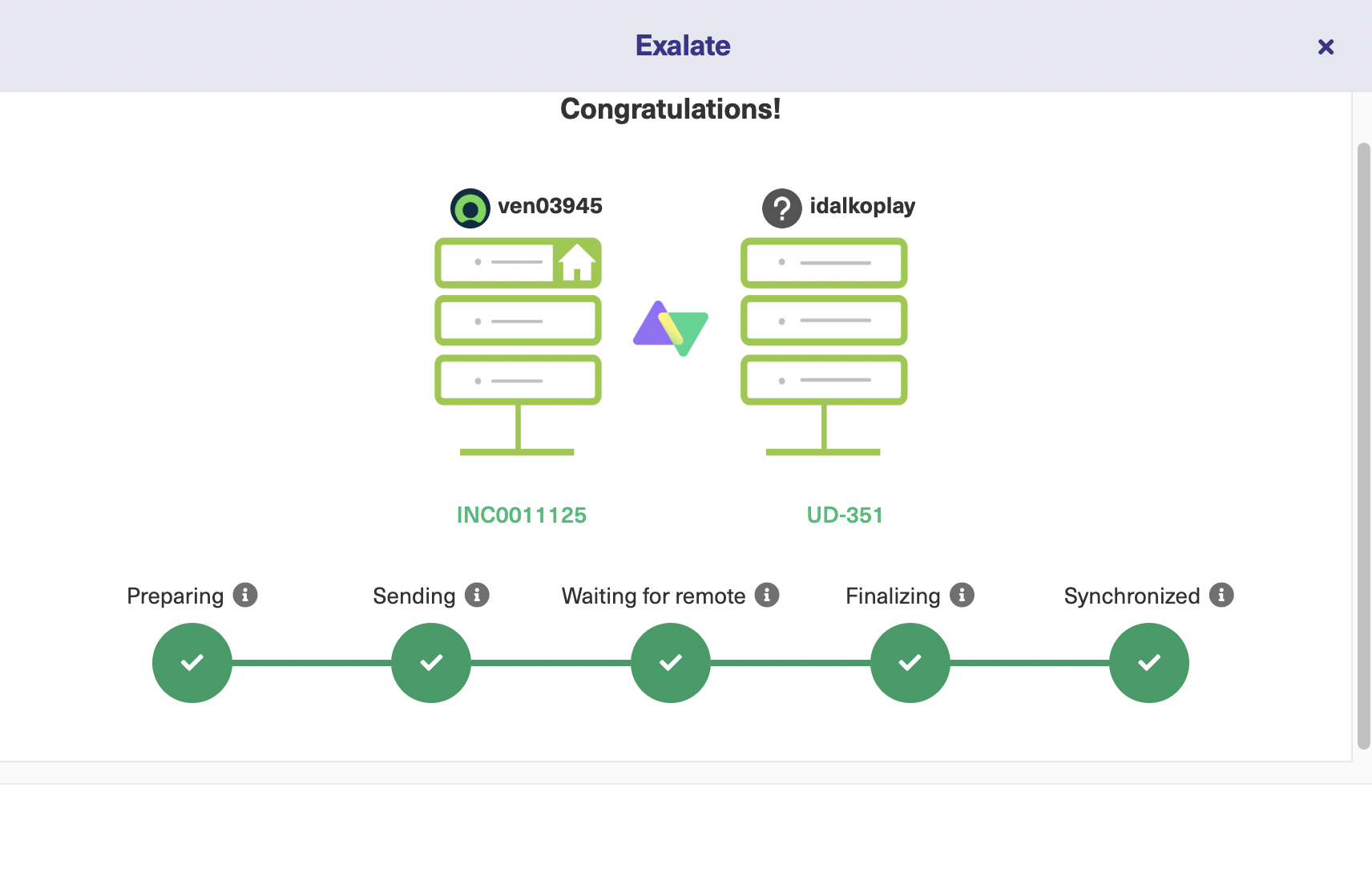 successful basic connection between servicenow and other apps 