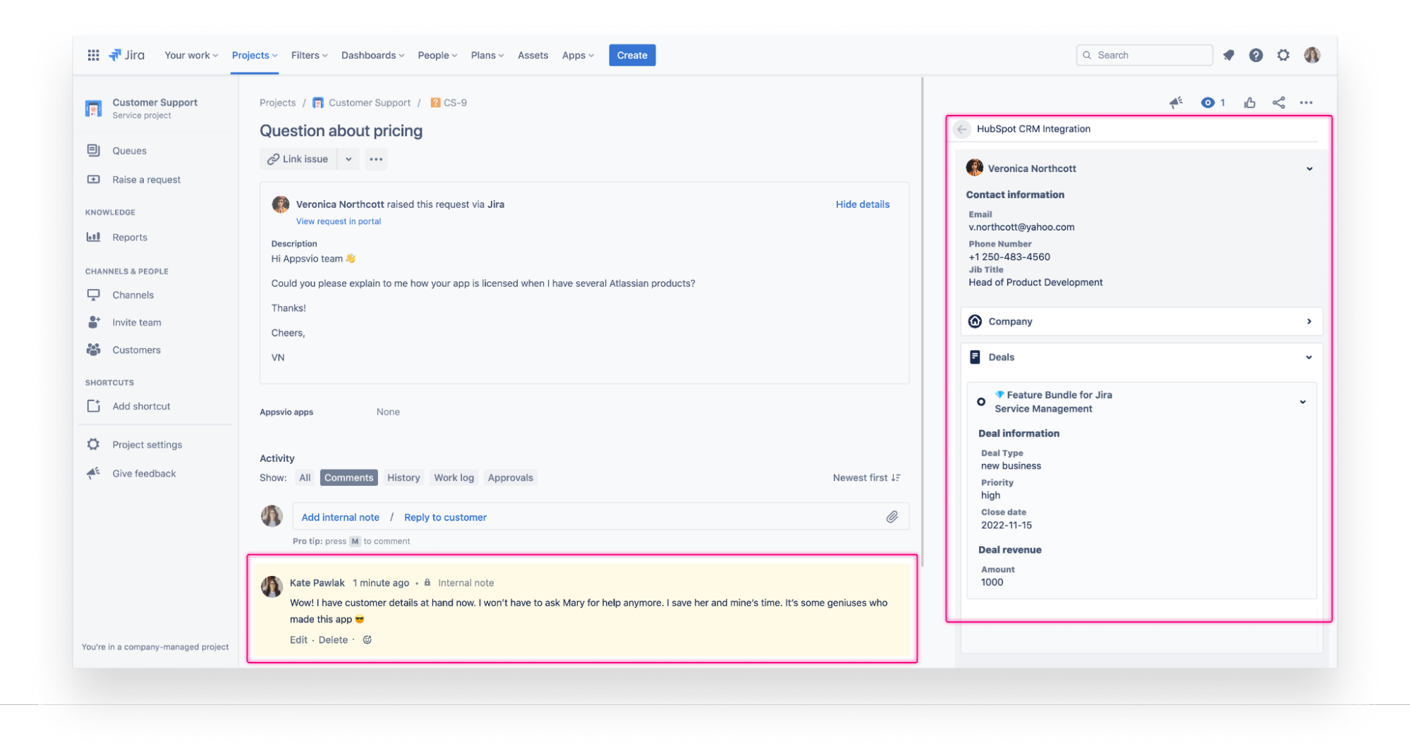 Service agent's ticket solving process with integration