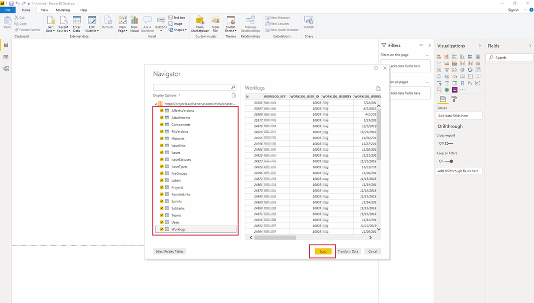 load data in power bi connector for zendesk 