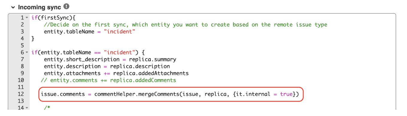 Keep Jira comments internal on ServiceNow