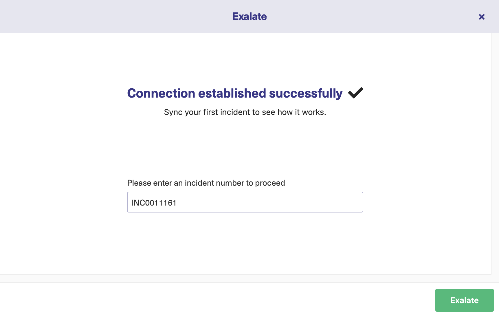 Incident to sync in ServiceNow using Exalate