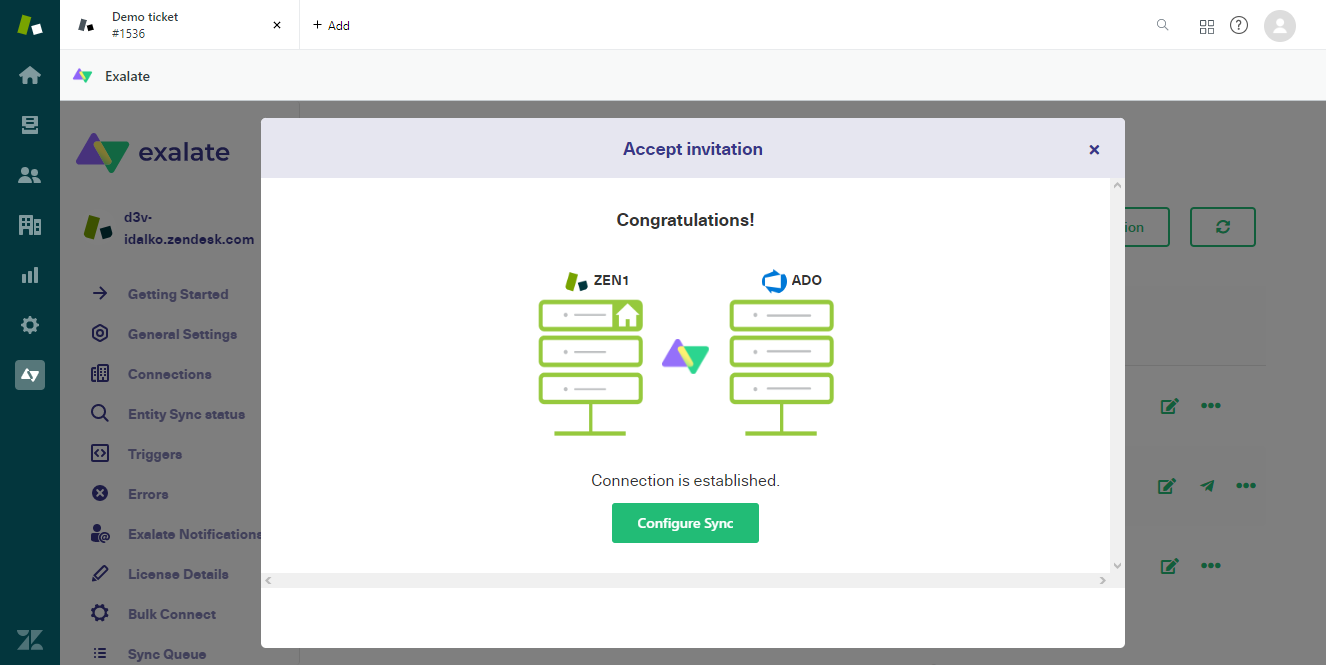 configure zendesk azure devops sync 