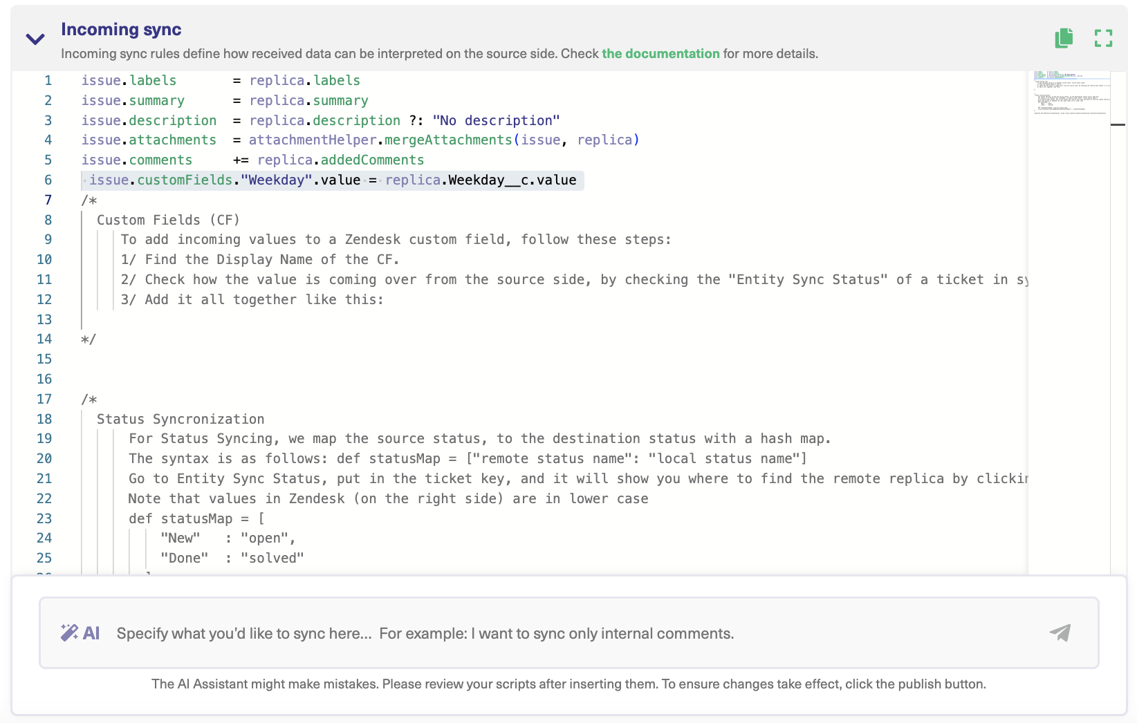 Sync rules in Zendesk