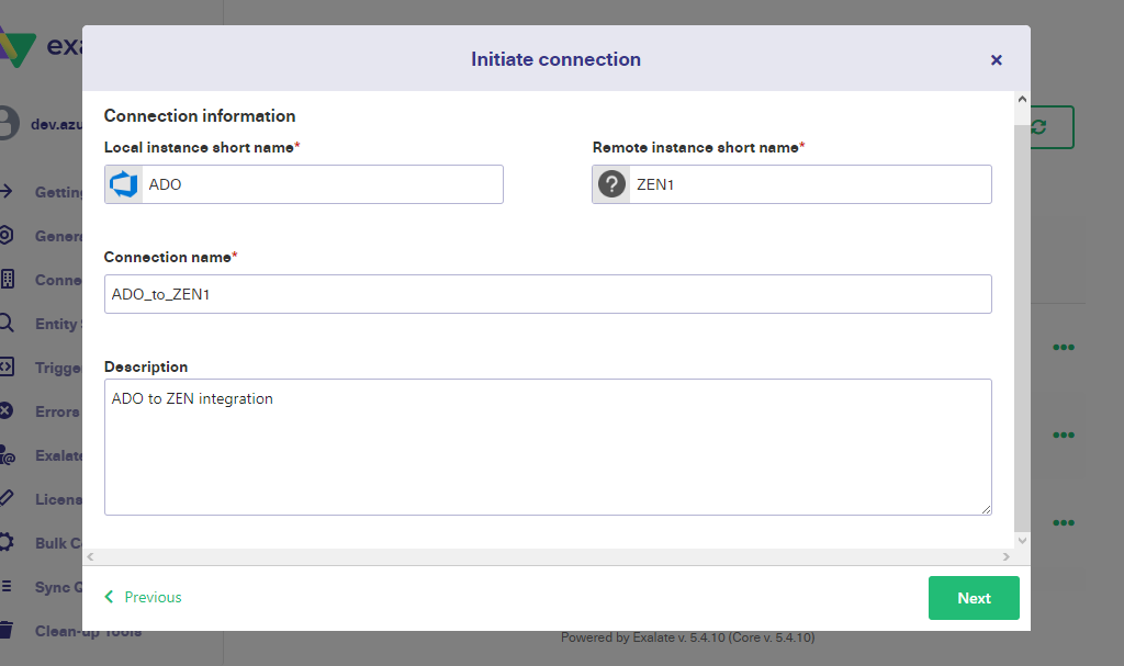 initiate azure devops zendesk connection 