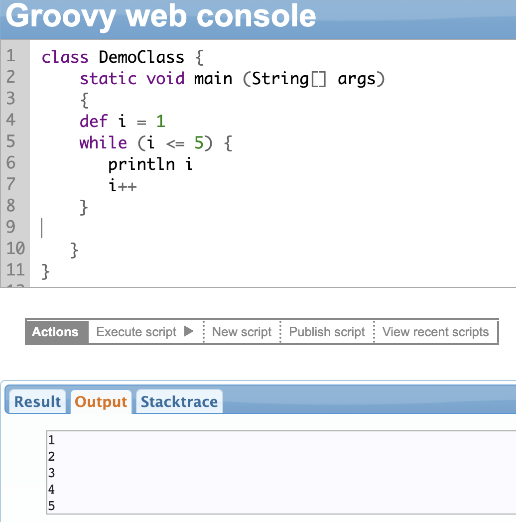 Groovy scripts while loop 