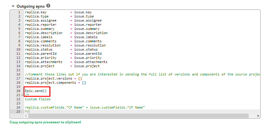 jira to jira outgoing sync code