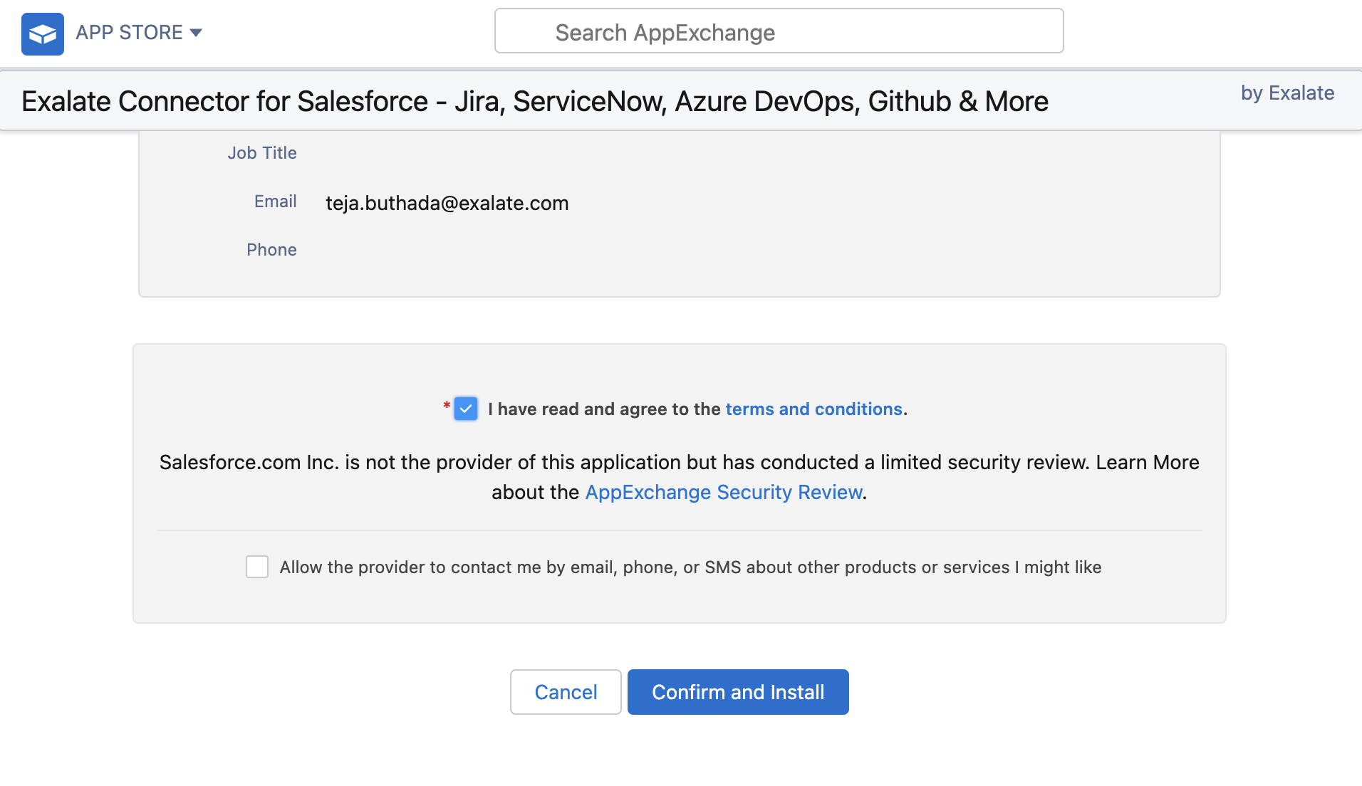 Confirm and install Exalate in Salesforce