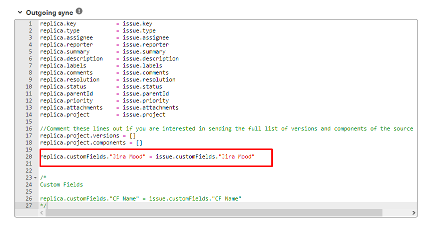 Exalate scripting mode outgoing sync interface