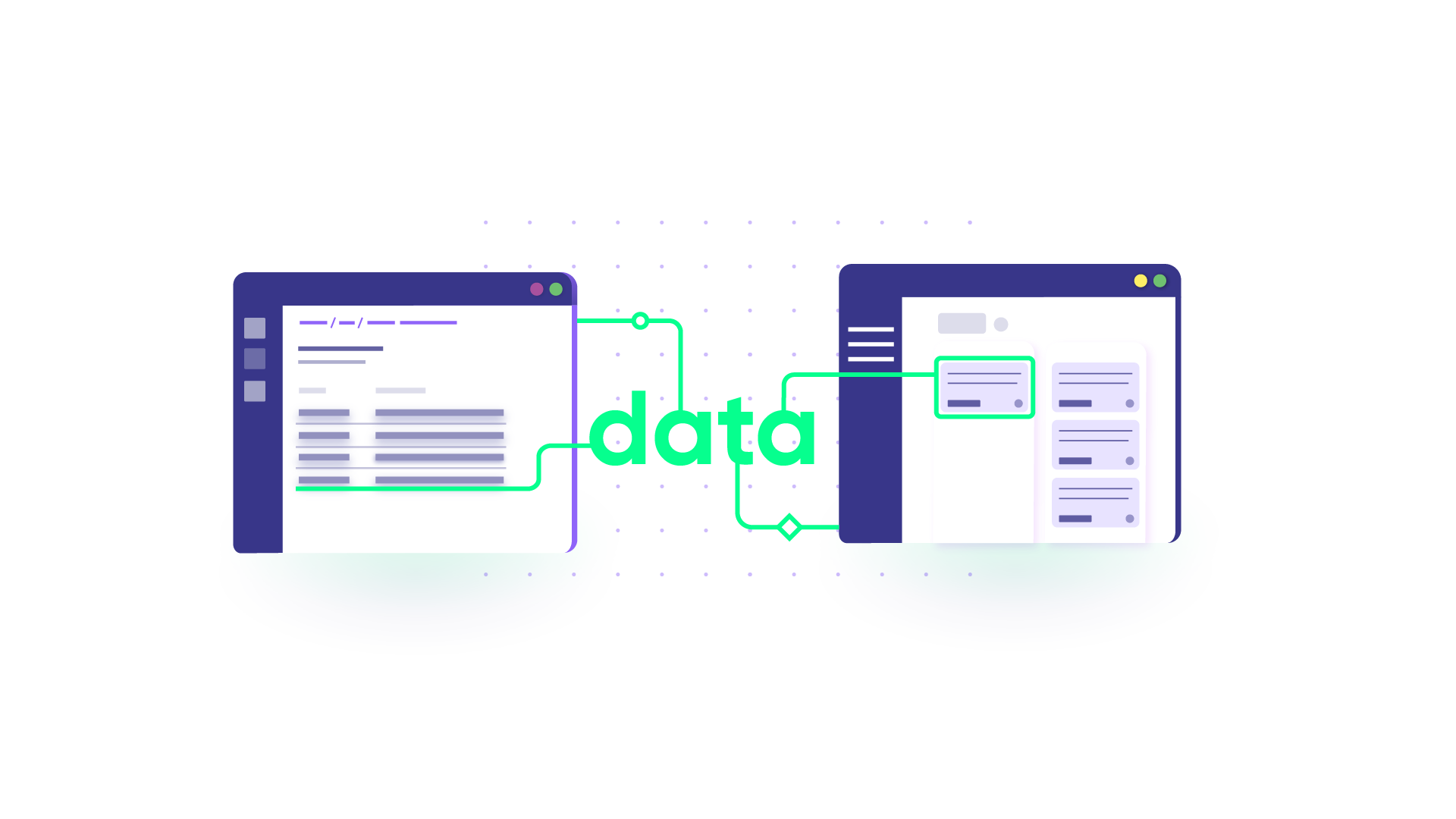 two work management systems linked by data