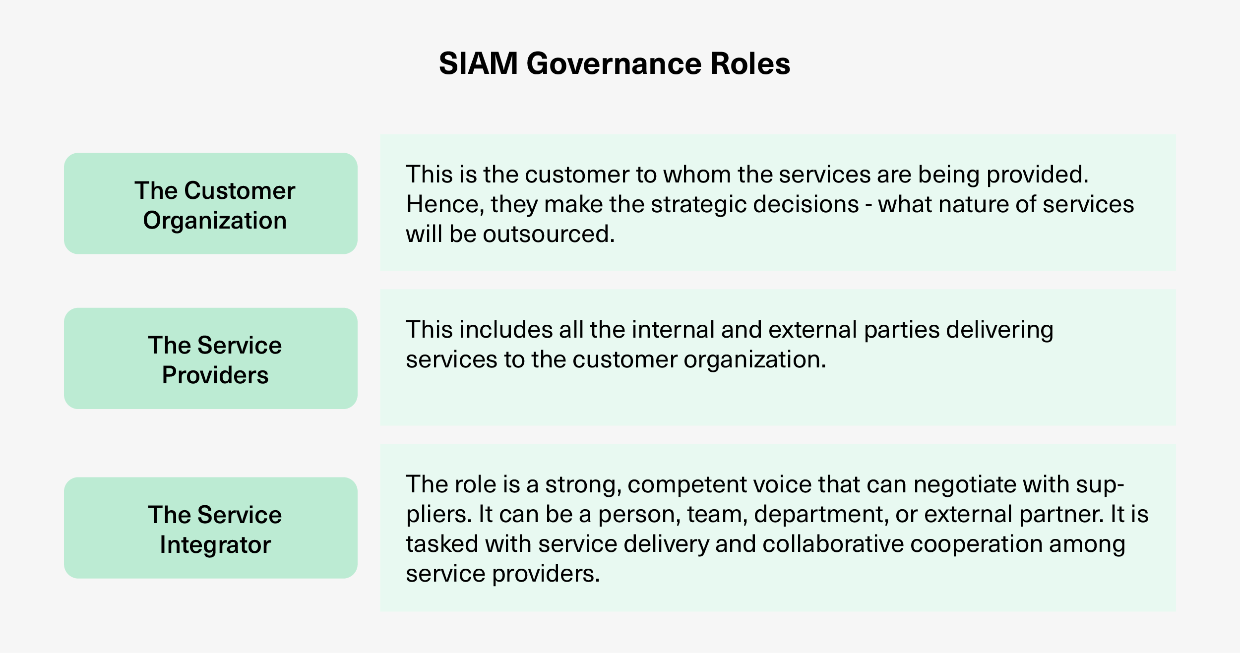SIAM governance roles table