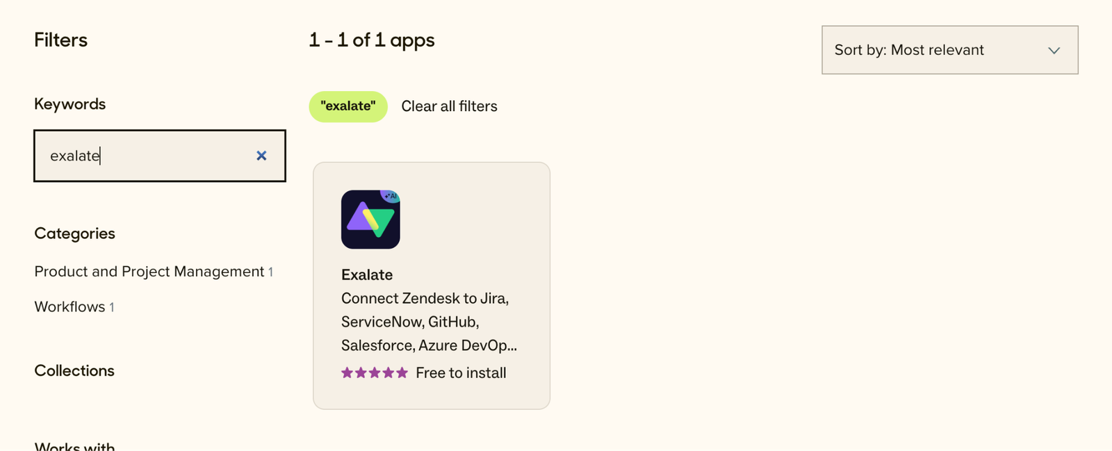 Exalate in the Zendesk marketplace