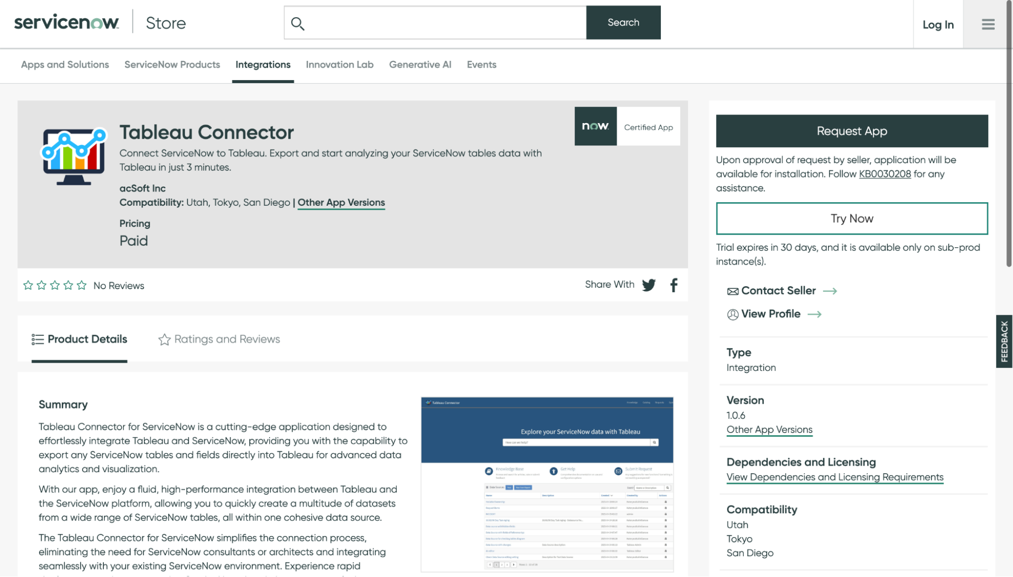 Tableau connector for servicenow 