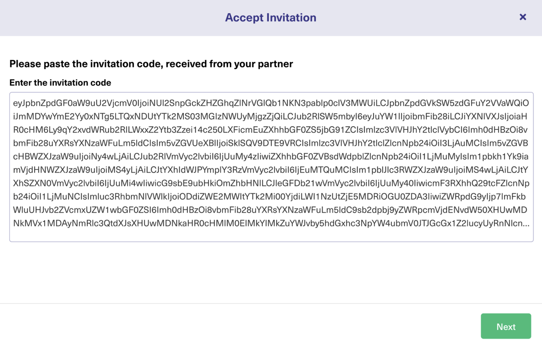 Paste invitation code