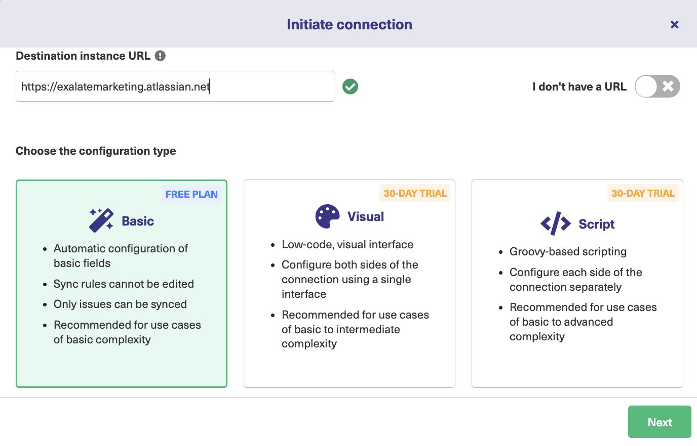 exalate initiate connection