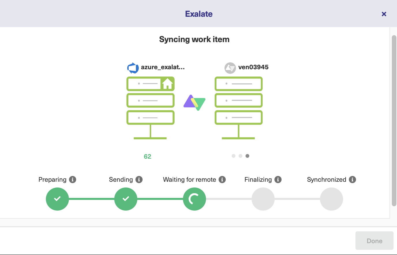 Work item sync status