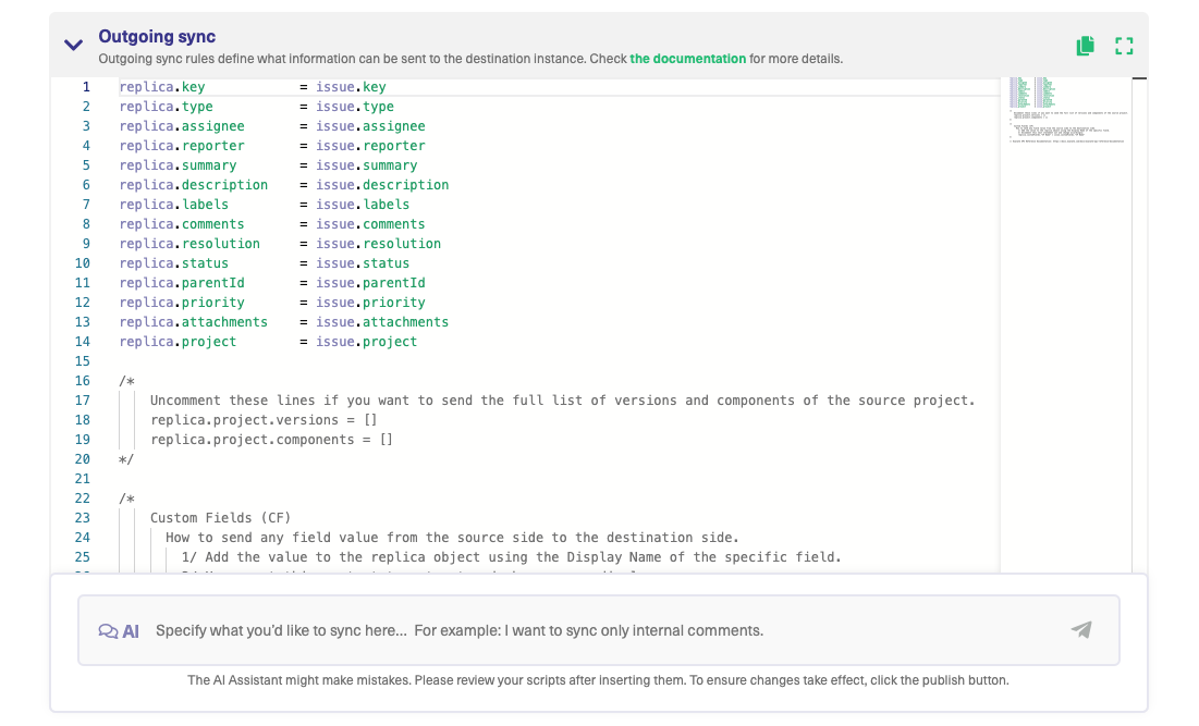 Sync rules in Jira