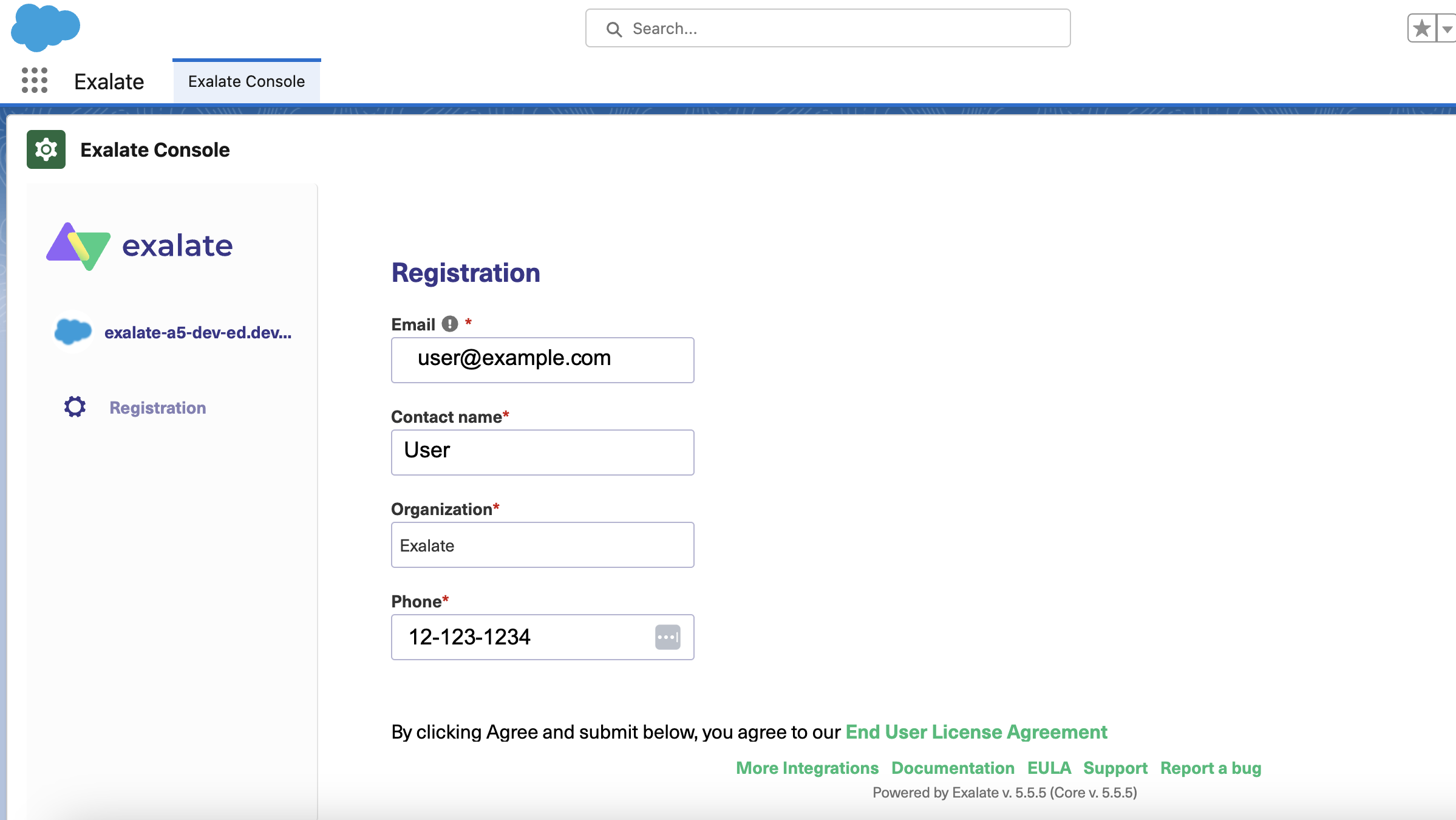 Exalate registration on Salesforce