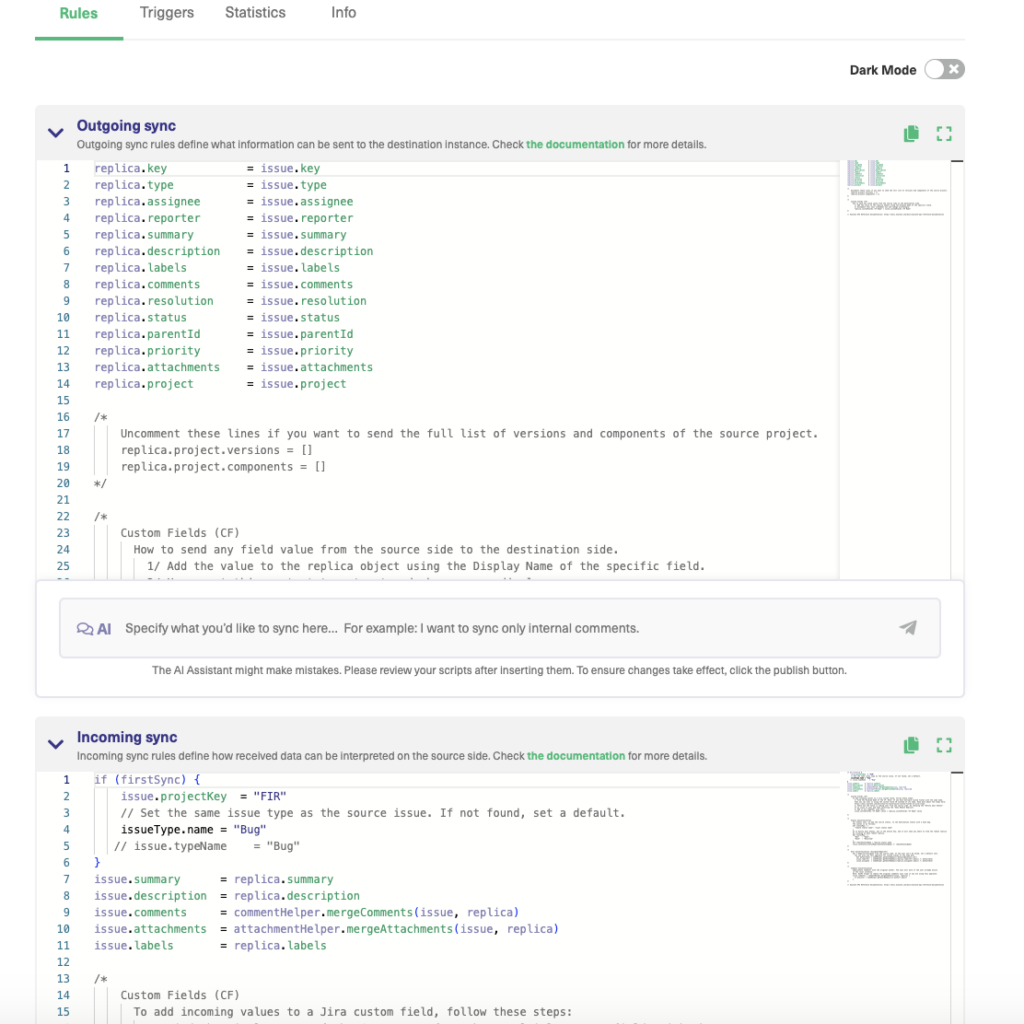 Sync rules in Jira