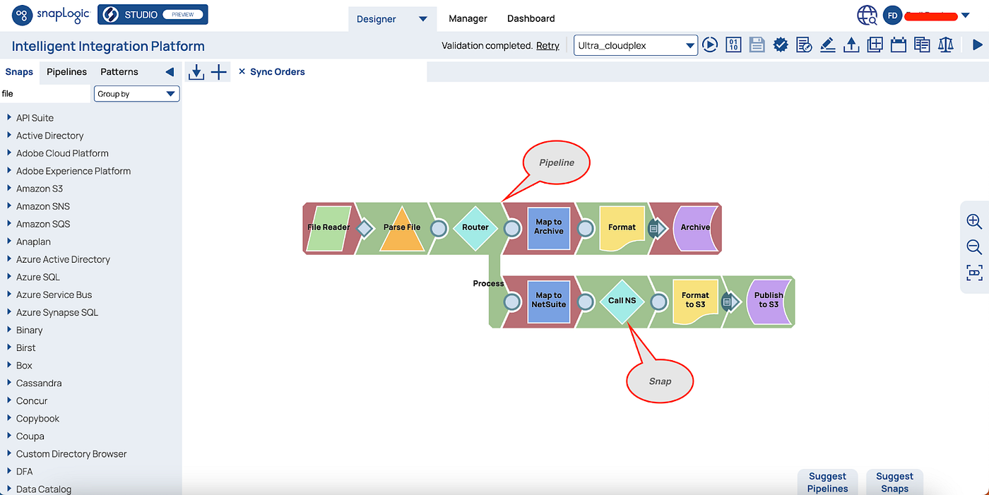 SnapLogic UI
