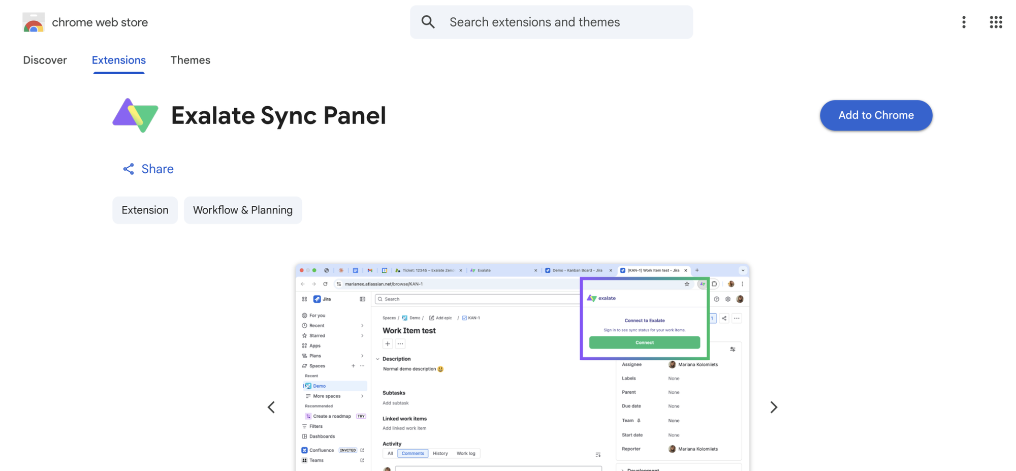 exalate sync panel 