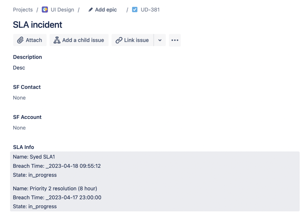 Sync SLA information between Jira and ServiceNow