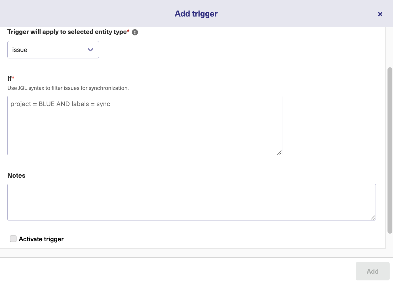 Exalate triggers in Jira