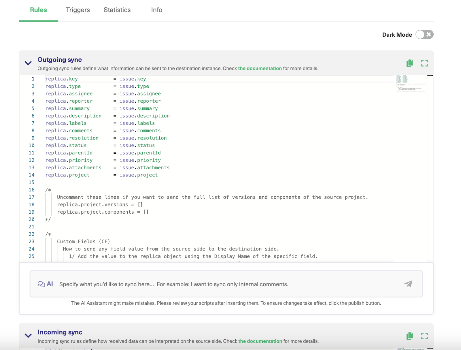 sync rules in jira