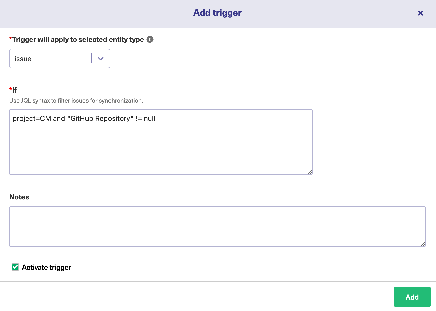 Automate triggers to sync Jira Cloud with GitHub