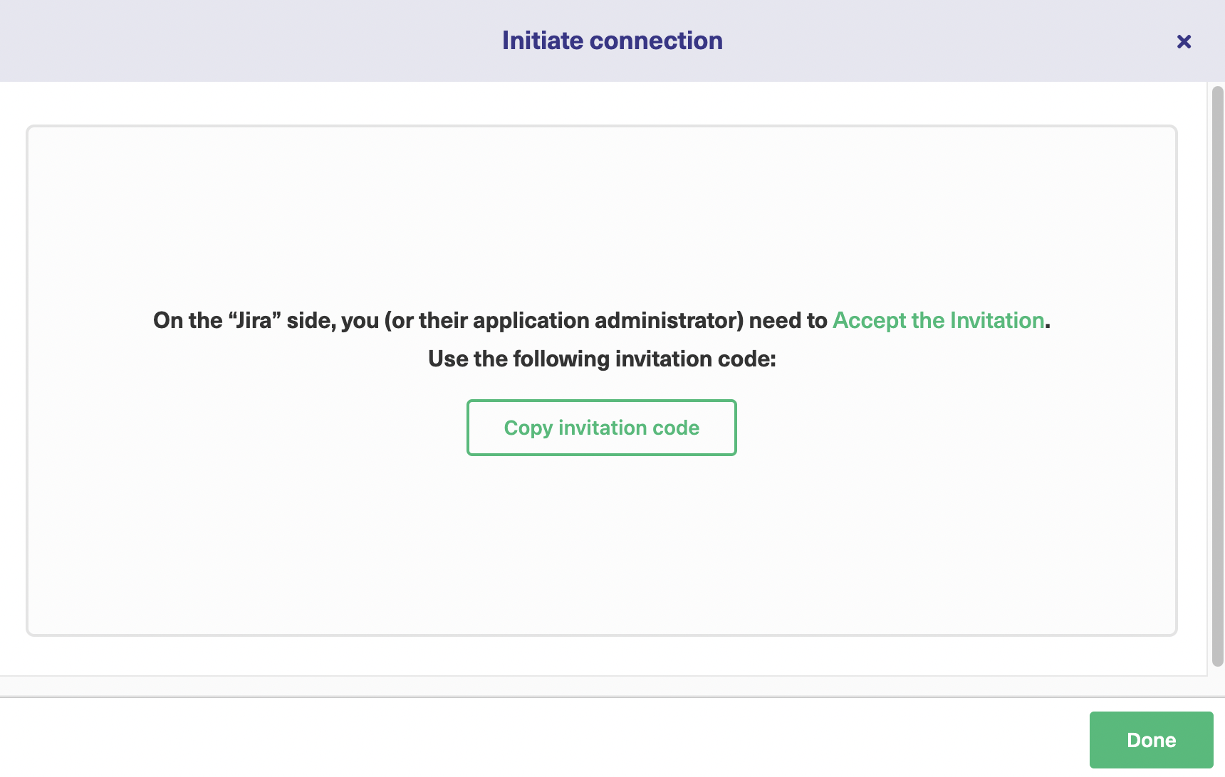copy exalate invitation code for integrations