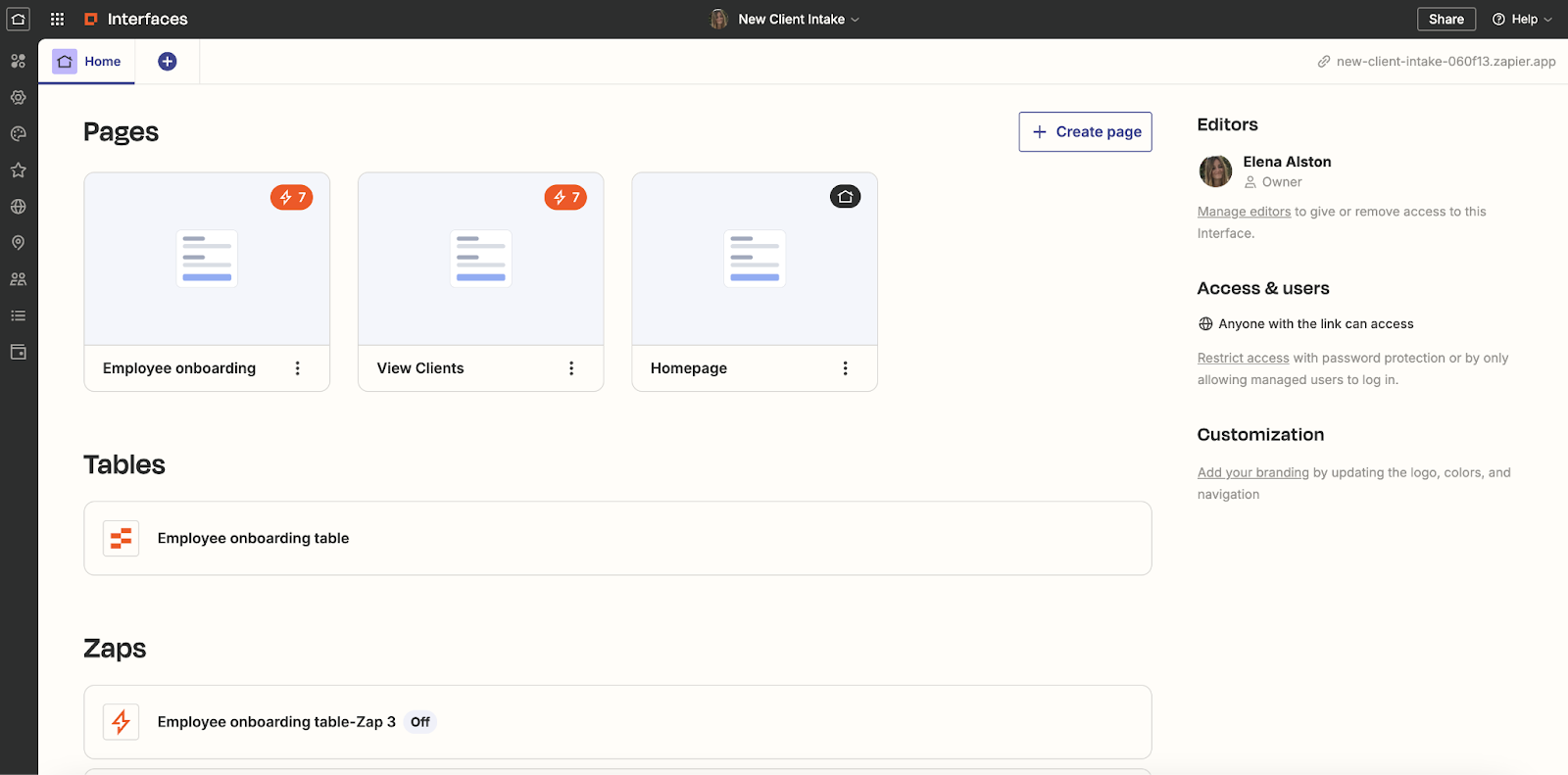 Zapier UI