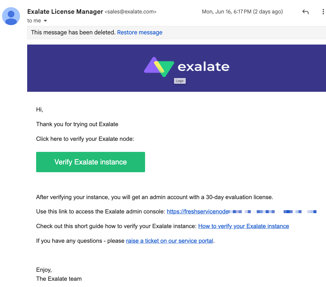 Open confirmation email
