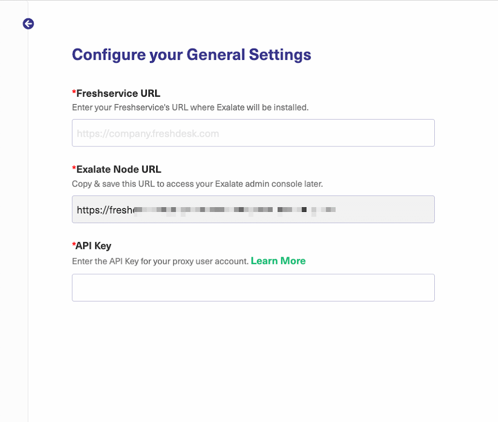 General settings Exalate Freshservice