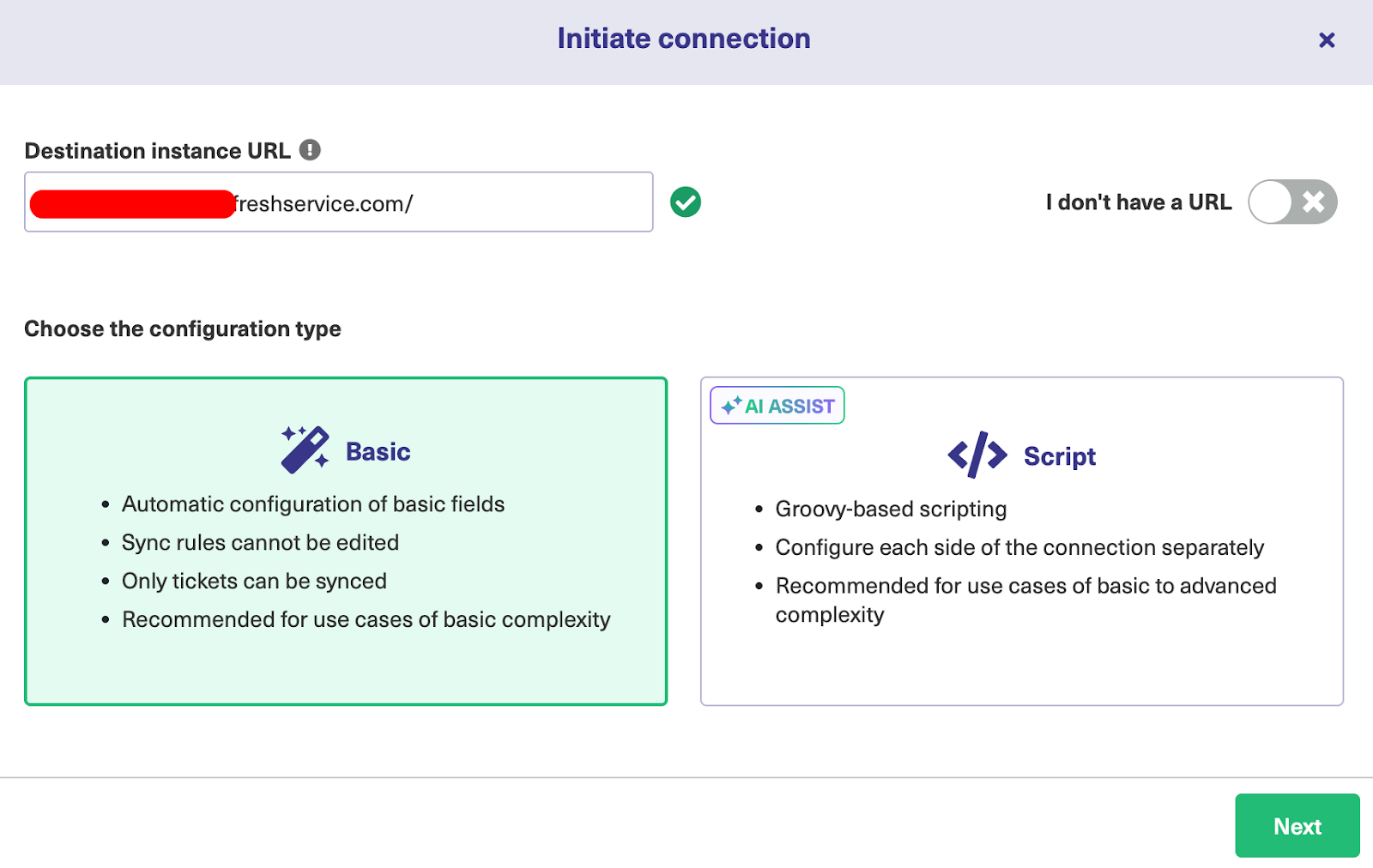 Select basic configuration type 