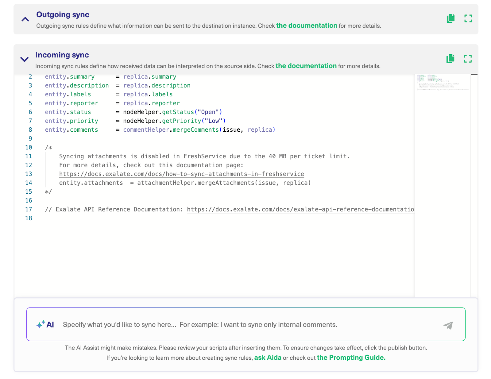 Outgoing and incoming sync rules