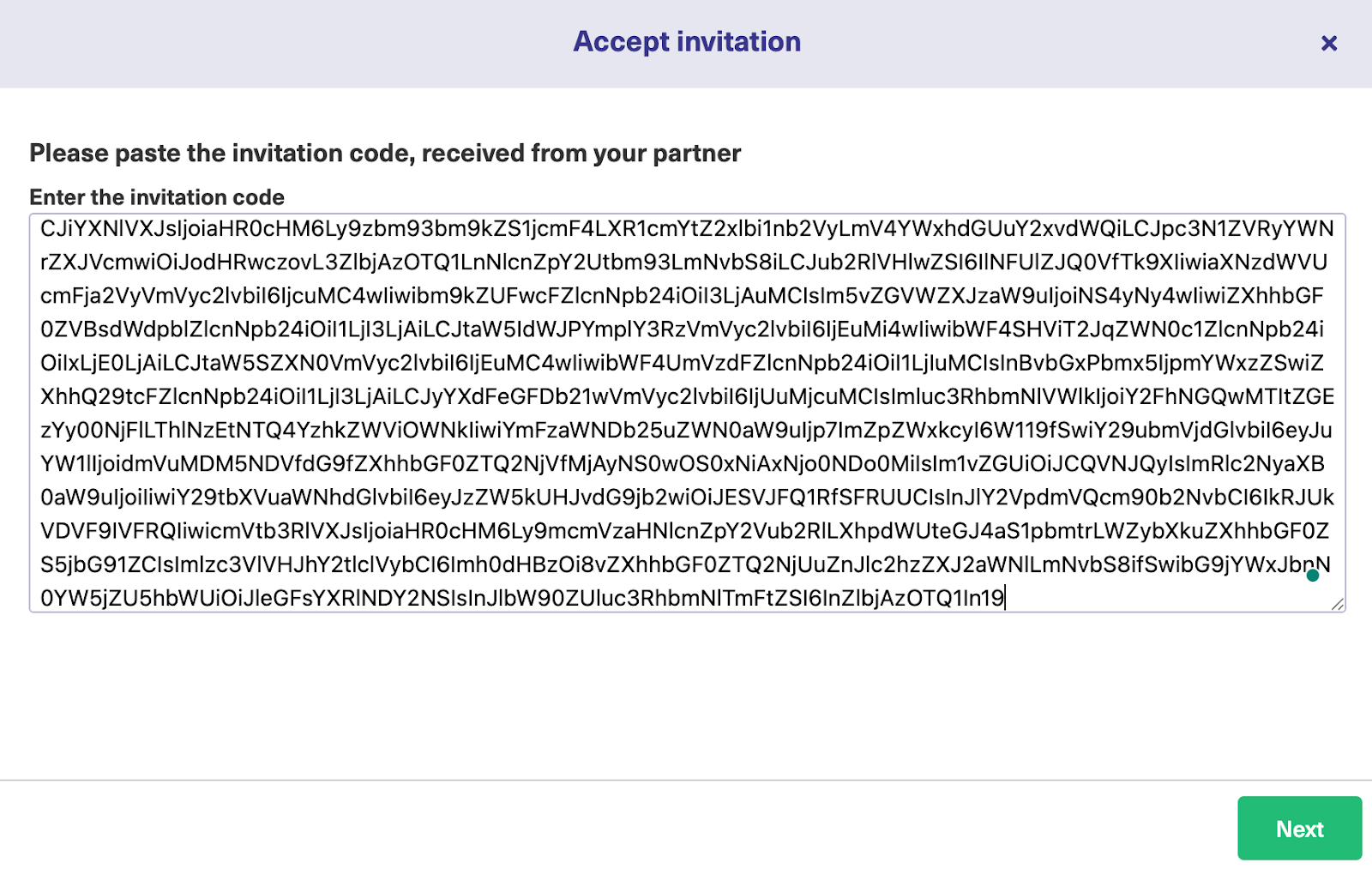 Paste invitation code