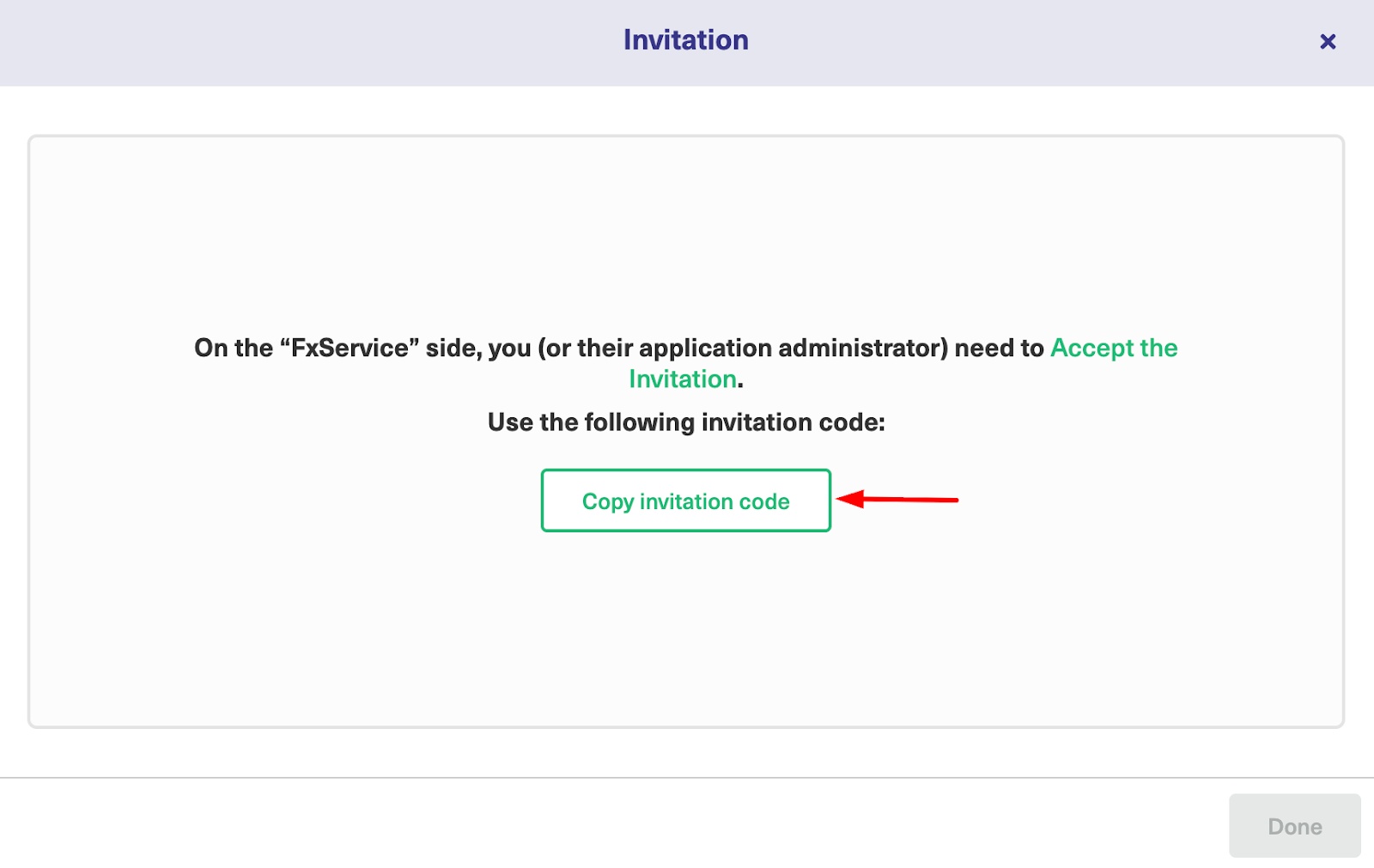 Copy invitation code