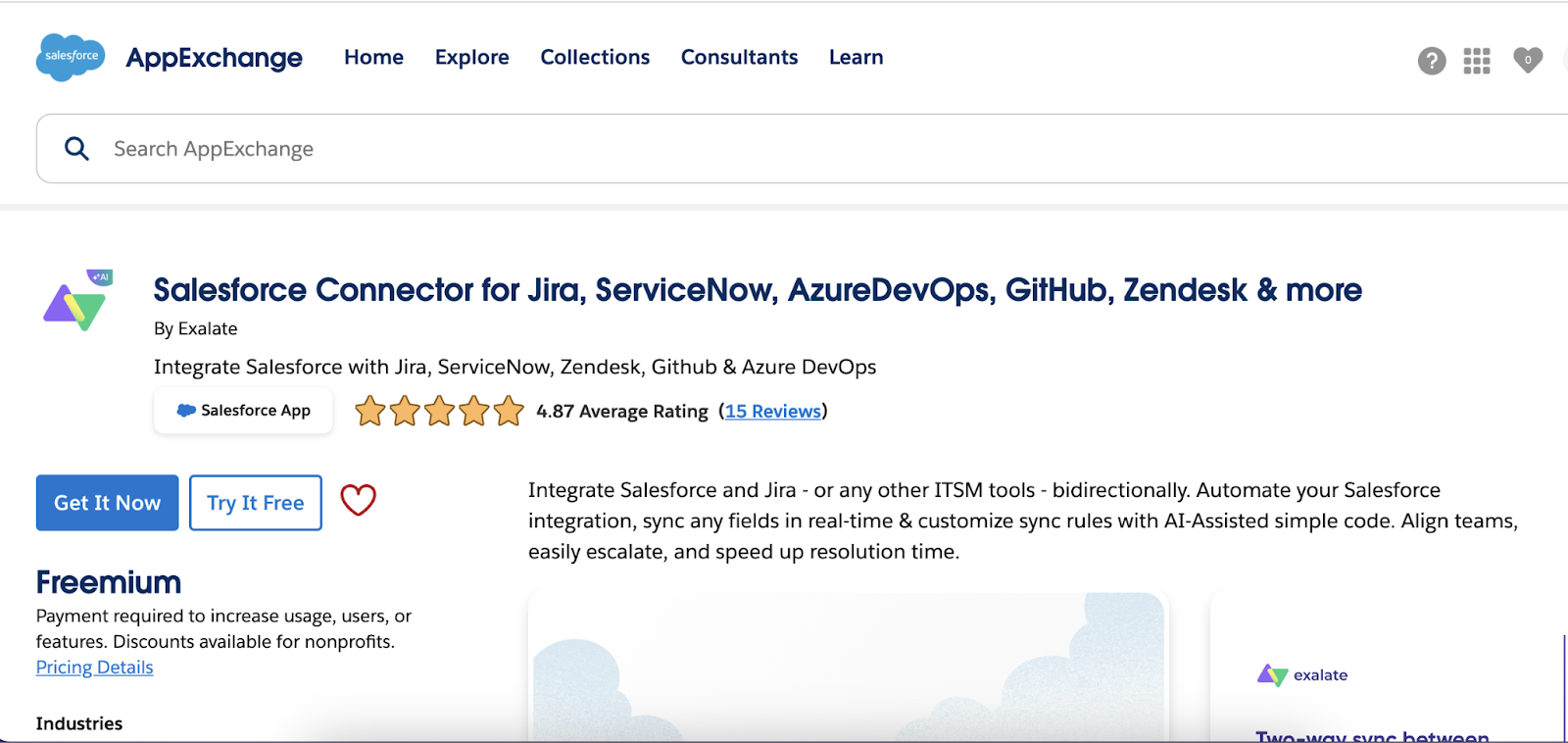 Salesforce AppExchange installation pathway.