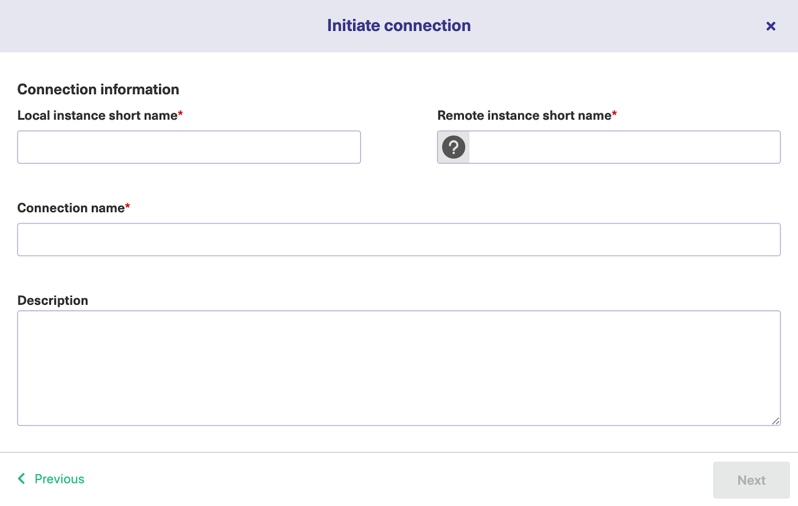 Enter local and remote instance